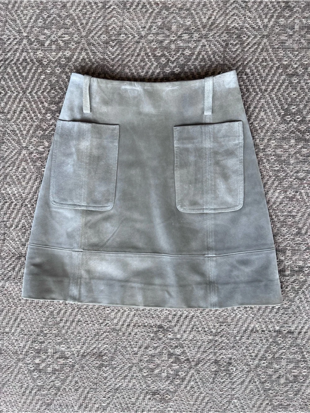 Derek Lam Warm Gray Suede Utility Mini Skirt Patch Pocket A-Line XS